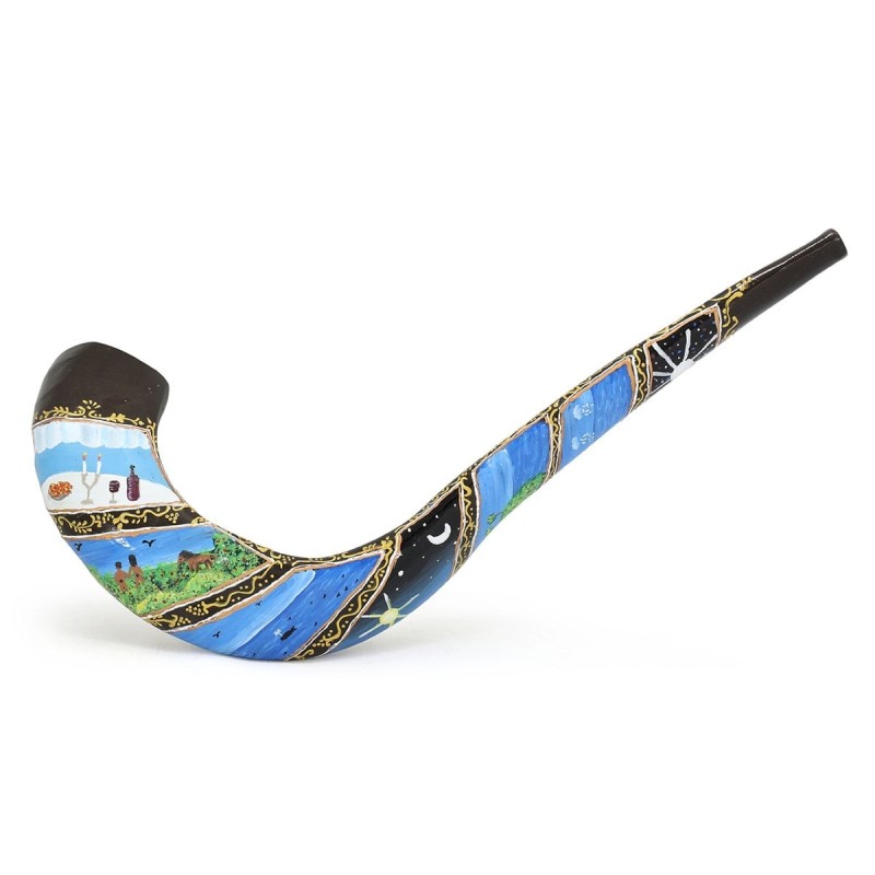 Hand Painted Six Days of Creation Shofar